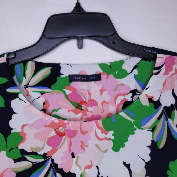 Tommy Hilfiger Dress 10 Floral Pink, Green Shift Sleeveless - Picture 2 of 10